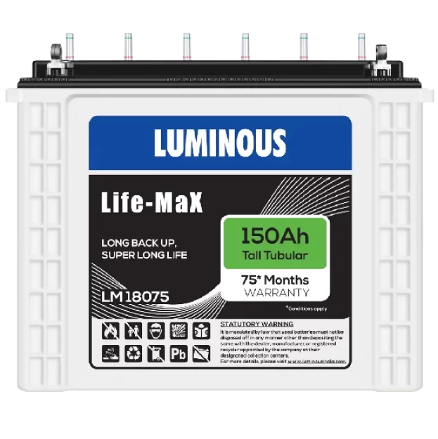 Luminous LifeMax 150Ah Lm18075 Tall Tubular Battery