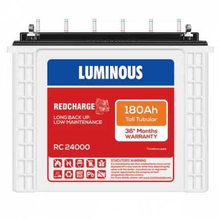 Luminous 180Ah RC24000 Tall Tubular Battery