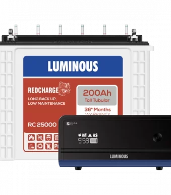 Luminous Zelio+ 1100 Inverter and RC 25000 200Ah Tall Tubular Battery