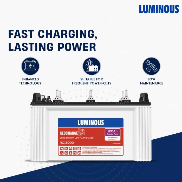 Luminous Red Charge RC 15000ST Short Tubular 120Ah Battery