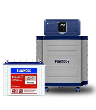 Luminous Zolt 1100 Pure Sine Wave Inverter (900VA/12V) + RC 25000 200Ah Tall Tubular Battery with Trolley Combo – 24M Inverter & 36M Battery Warranty