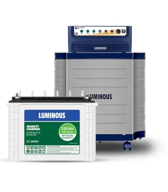 Luminous (Power Sine 1100 Pure Sine Wave 900VA/12V Inverter, Shakti Charge SC 18060 Tall Tubular 150Ah Battery with Trolley)