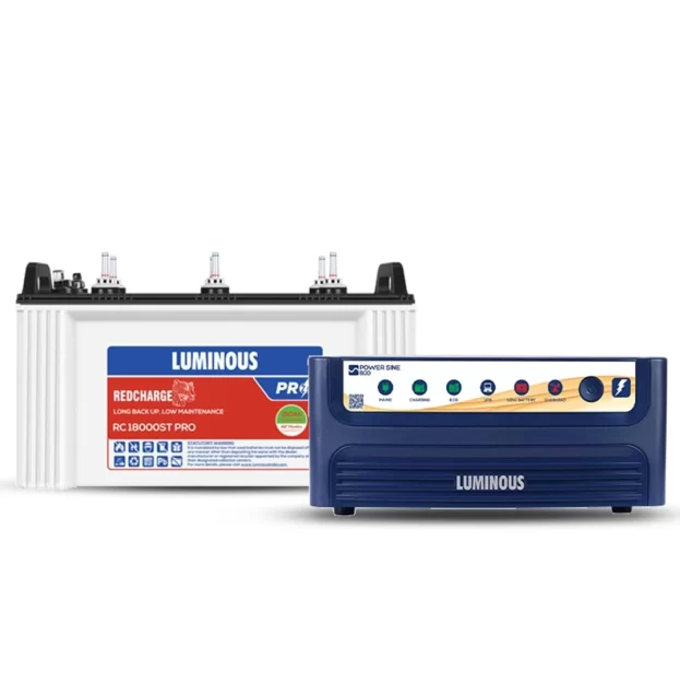 Luminous Power Sine 800 Pure Sine Wave 700VA/12V Inverter + RC18000ST PRO 150Ah Short Tabular Battery 36M Inverter & 48M Battery Warranty