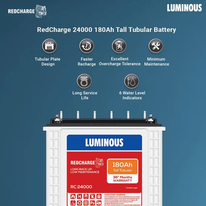 Luminous RC 24000 180 Ah Tall Tubular Battery