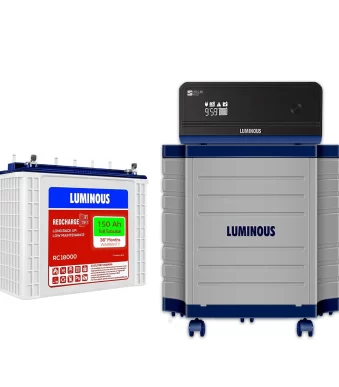 Luminous (Zelio+ 1100 Pure Sine Wave 900VA/12V Inverter, Red Charge RC 18000 Tall Tubular 150Ah Battery with Trolley)