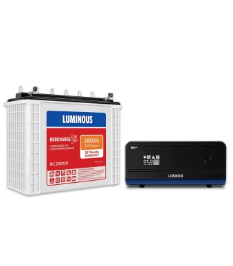 Luminous (Zelio+ 1100 Pure Sine Wave Inverter, RC 24000 180 Ah Tall Tubular Battery) with trolley