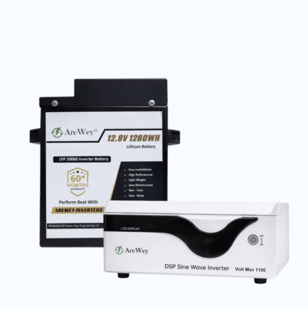 Volt Max 1100 900VA/12.8V Pure Sine Wave Lithium-ion Inverter + 12.8V 1280WH Lithium-ion LFP 20060 Battery Combo